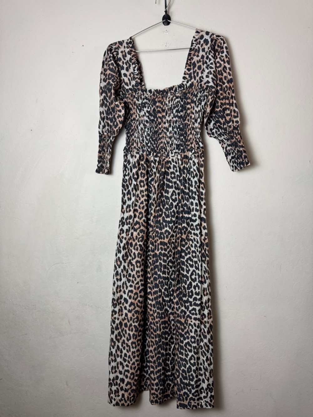 Ganni Cotton Silk Leopard Dress Size 36/ Small - Picture 4 of 10